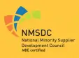 Logo of the National Minority Supplier Development Council (NMSDC) with text indicating MBE certification on a yellow background, symbolizing SPECTRAFORCE's commitment to diversity and inclusion in supplier relationships.