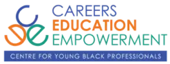 Logo for the Centre for Young Black Professionals featuring the words "Careers, Education, Empowerment" in vibrant colors, symbolizing support for youth development and empowerment.