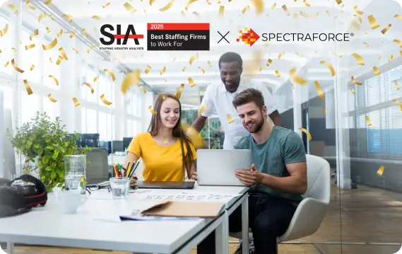 Spectraforce team celebrating recognition as one of SIA's 2025 best staffing firms to work for.