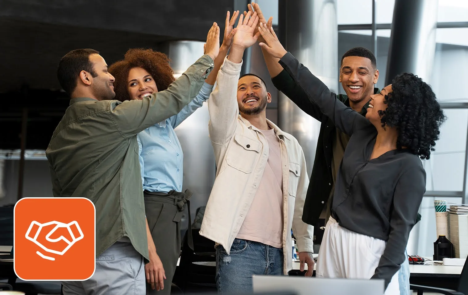 Employees enjoying with feeling of workforce stability