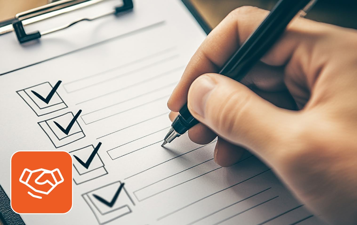 Image of someone filling a checklist with a pen