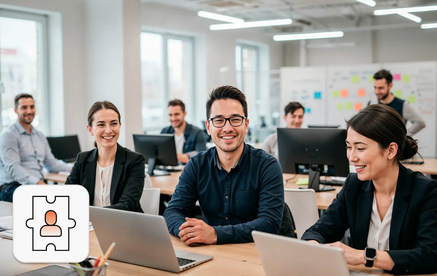 Diverse tech team working together in an office, representing IT contract staffing in action